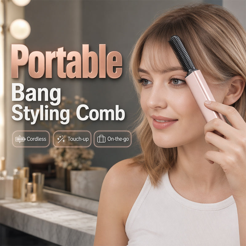 🥳2026 HOT SALE🥳💞50K+ SOLD!💇‍♀️⏰ 50% OFF! Portable Bang Styling Comb – Cordless heated comb tames flyaways & smooths fringe in minutes. No full styling – just touch up & go! 🪮✨