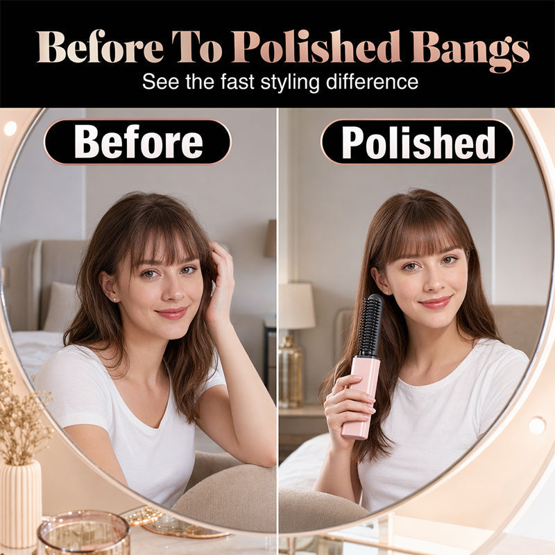 🥳2026 HOT SALE🥳💞50K+ SOLD!💇‍♀️⏰ 50% OFF! Portable Bang Styling Comb – Cordless heated comb tames flyaways & smooths fringe in minutes. No full styling – just touch up & go! 🪮✨