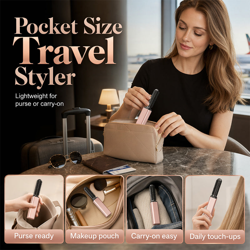 🥳2026 HOT SALE🥳💞50K+ SOLD!💇‍♀️⏰ 50% OFF! Portable Bang Styling Comb – Cordless heated comb tames flyaways & smooths fringe in minutes. No full styling – just touch up & go! 🪮✨