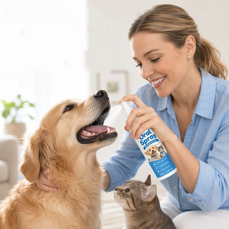 🥳2026 HOT SALE🥳💞50K+ SOLD!🐶🐱 50% OFF! Pet Oral Cleaning Spray – Freshens breath & supports daily oral hygiene. Gentle mist, easy spray – no brushing needed! 🌸🧴