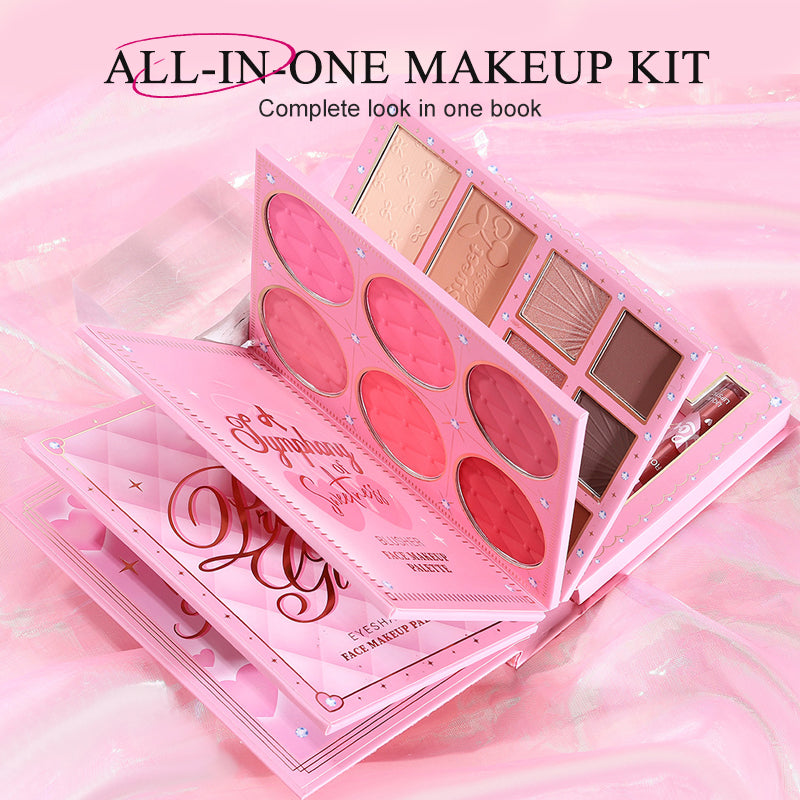 🥳2026 HOT SALE🥳💞50K+ SOLD!📖💄 50% OFF! All‑in‑One Makeup Palette Book Set – Eyeshadow, blush, highlighter, contour & lip glaze. High‑pigment & blendable – a complete look in one book! 🌸✨