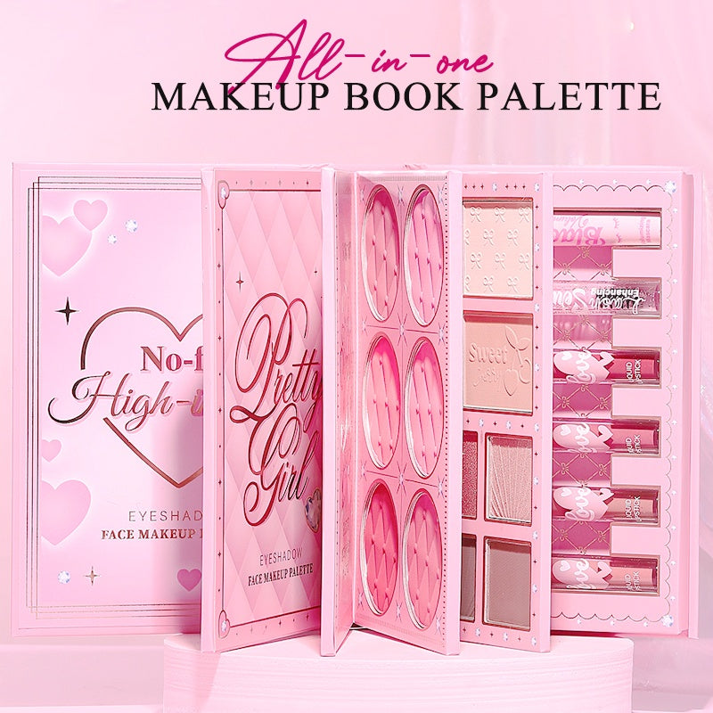 🥳2026 HOT SALE🥳💞50K+ SOLD!📖💄 50% OFF! All‑in‑One Makeup Palette Book Set – Eyeshadow, blush, highlighter, contour & lip glaze. High‑pigment & blendable – a complete look in one book! 🌸✨
