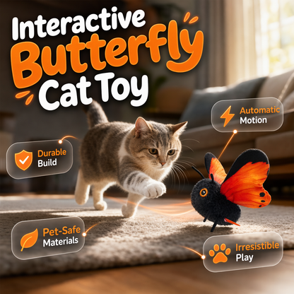 🥳2026 HOT SALE🥳💞50K+ SOLD!🐱🦋 50% OFF! Smart Sensing Flapping Butterfly Cat Toy – Auto‑fluttering wings spark hunting instincts, keeps indoor cats active & engaged. Solo play anytime – no more boredom! 🎯✨