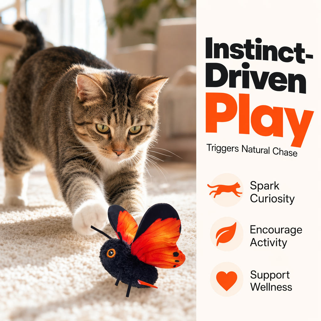 🥳2026 HOT SALE🥳💞50K+ SOLD!🐱🦋 50% OFF! Smart Sensing Flapping Butterfly Cat Toy – Auto‑fluttering wings spark hunting instincts, keeps indoor cats active & engaged. Solo play anytime – no more boredom! 🎯✨