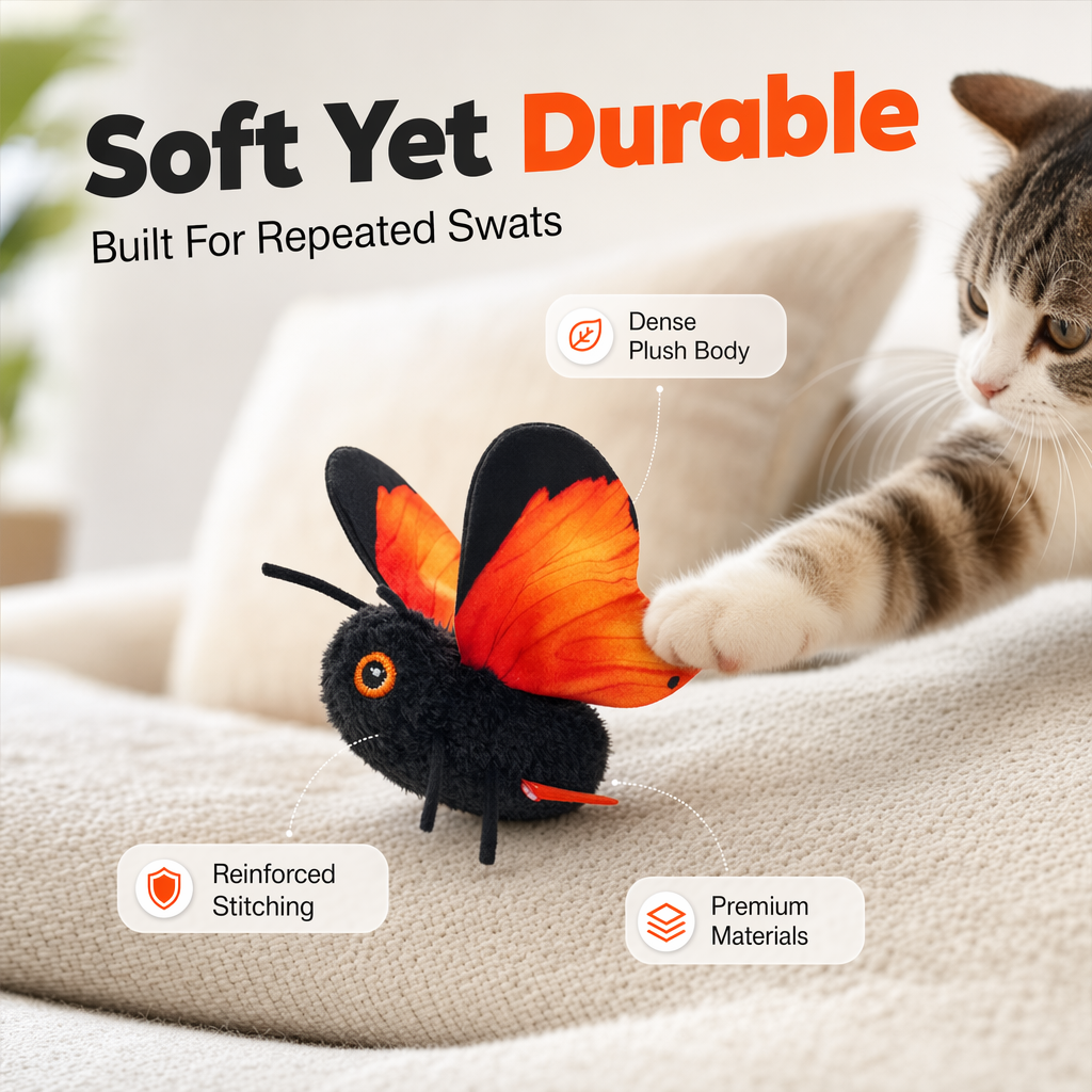 🥳2026 HOT SALE🥳💞50K+ SOLD!🐱🦋 50% OFF! Smart Sensing Flapping Butterfly Cat Toy – Auto‑fluttering wings spark hunting instincts, keeps indoor cats active & engaged. Solo play anytime – no more boredom! 🎯✨