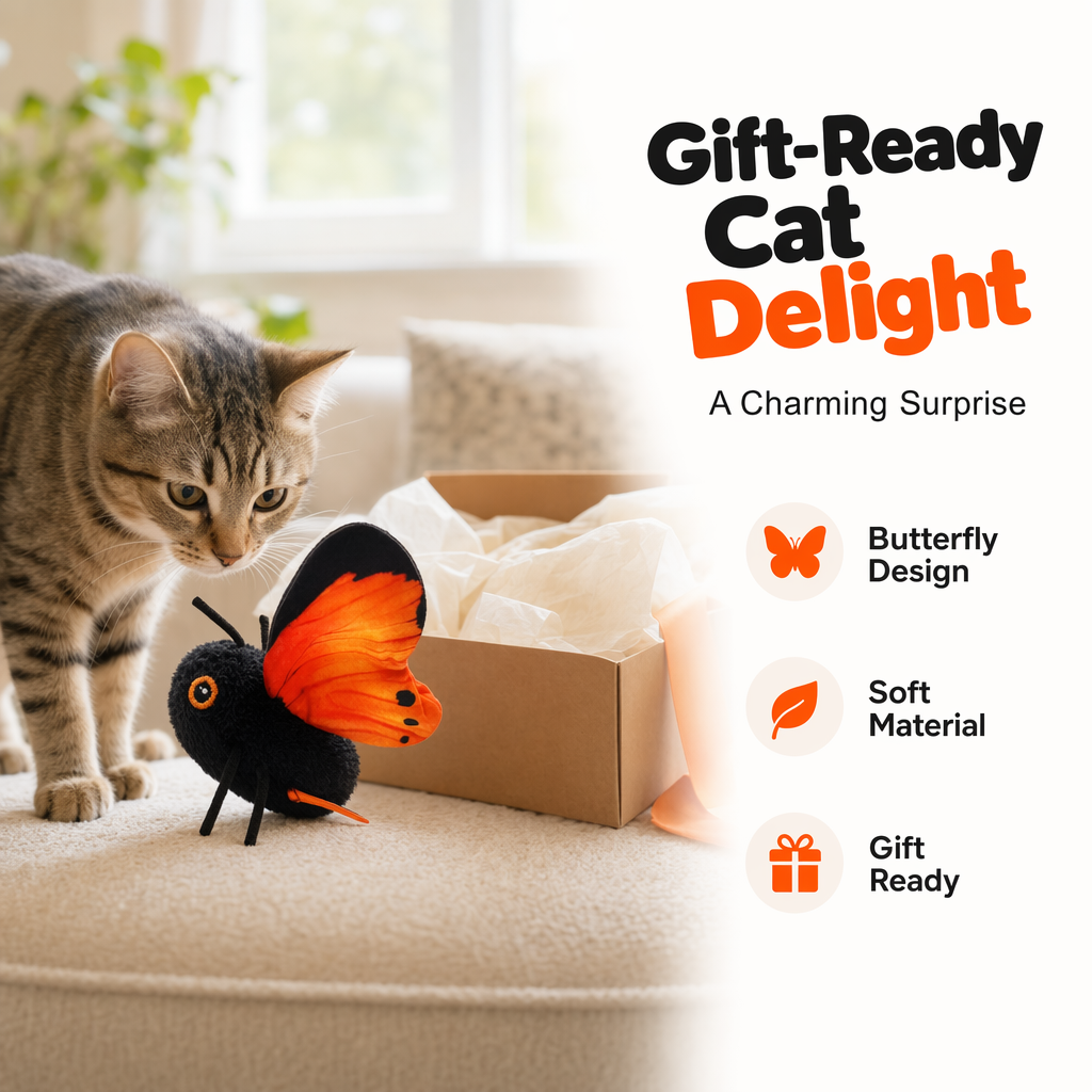 🥳2026 HOT SALE🥳💞50K+ SOLD!🐱🦋 50% OFF! Smart Sensing Flapping Butterfly Cat Toy – Auto‑fluttering wings spark hunting instincts, keeps indoor cats active & engaged. Solo play anytime – no more boredom! 🎯✨