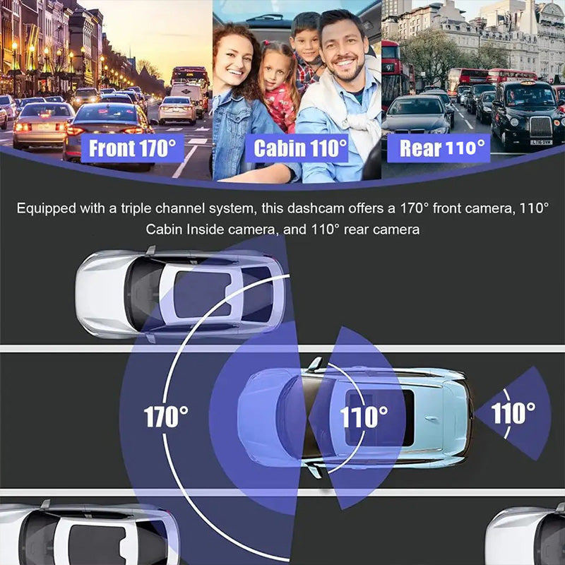🥳2026 HOT SALE🥳💞50K+ SOLD! 📢📢50% OFF !! ⏰🚗🛡️ 3-Channel Dash Camera – front, rear & interior. Superior night vision captures every detail. WiFi, loop recording & G-sensor. Drive with proof! 📹✅