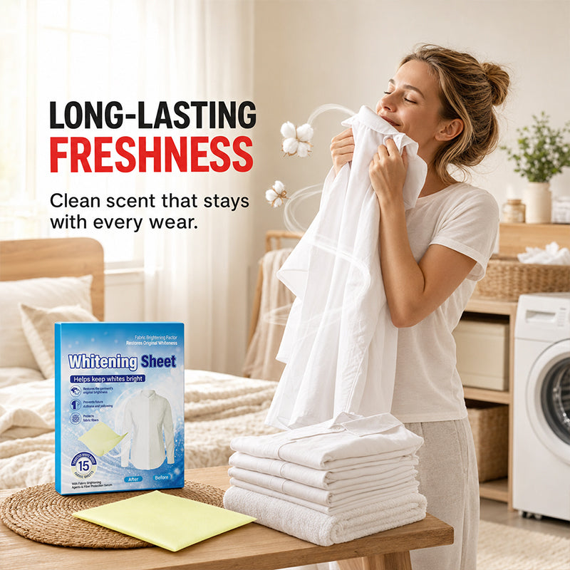 🥳2026 HOT SALE🥳💞50K+ SOLD!🧺✨ 50% OFF! Laundry Whitening Sheets – 20‑pack, bleach‑free, works in all water temps. Removes yellow stains & dinginess – just toss in the machine, no scrubbing! 💨⭐