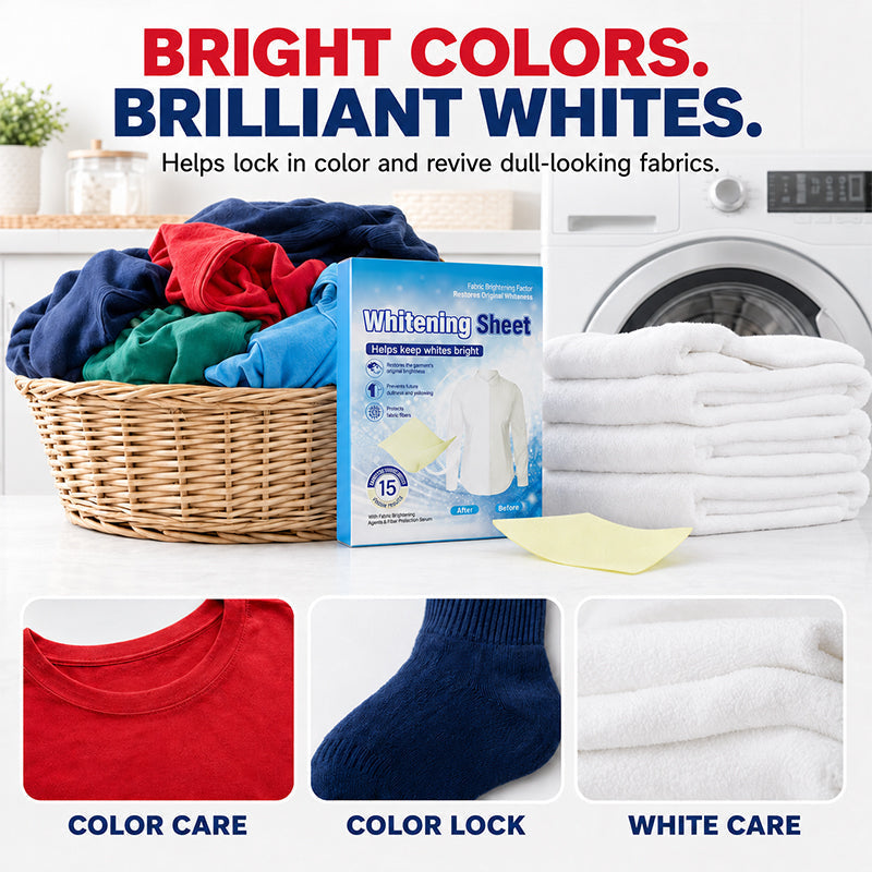 🥳2026 HOT SALE🥳💞50K+ SOLD!🧺✨ 50% OFF! Laundry Whitening Sheets – 20‑pack, bleach‑free, works in all water temps. Removes yellow stains & dinginess – just toss in the machine, no scrubbing! 💨⭐