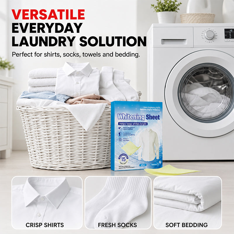 🥳2026 HOT SALE🥳💞50K+ SOLD!🧺✨ 50% OFF! Laundry Whitening Sheets – 20‑pack, bleach‑free, works in all water temps. Removes yellow stains & dinginess – just toss in the machine, no scrubbing! 💨⭐