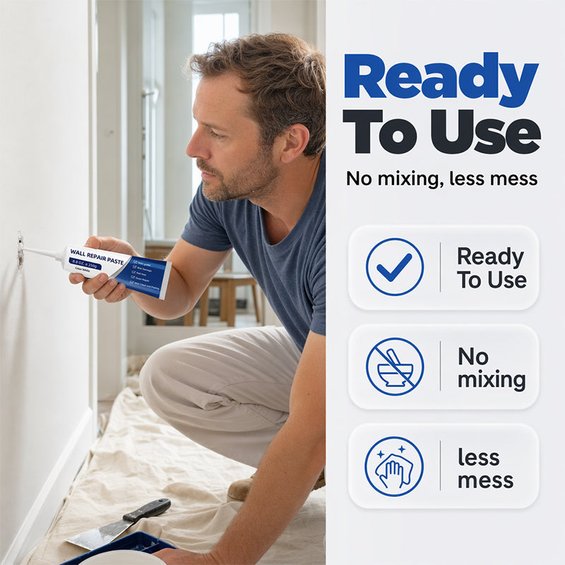 🥳2026 HOT SALE🥳💞50K+ SOLD!🏠🔧 50% OFF! Waterproof Wall Repair Paste – Fills cracks & chips fast, creates smooth white finish. No need to hire a pro – DIY home touch‑ups made easy! 🛡️✨