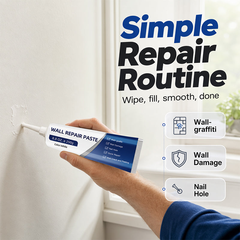 🥳2026 HOT SALE🥳💞50K+ SOLD!🏠🔧 50% OFF! Waterproof Wall Repair Paste – Fills cracks & chips fast, creates smooth white finish. No need to hire a pro – DIY home touch‑ups made easy! 🛡️✨