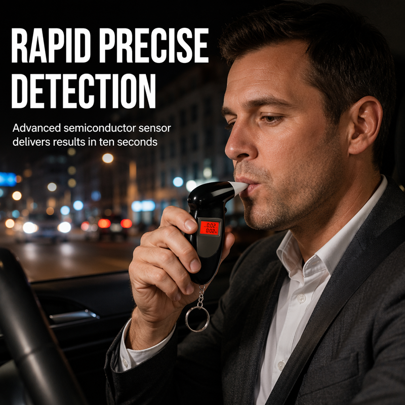 🥳2026 HOT SALE🥳💞50K+ SOLD!🚗💨 50% OFF! Portable Breath Alcohol Tester – Keychain size, LCD screen, one‑button test. Know your level before you drive – avoid heavy fines & license loss! 🔑✨