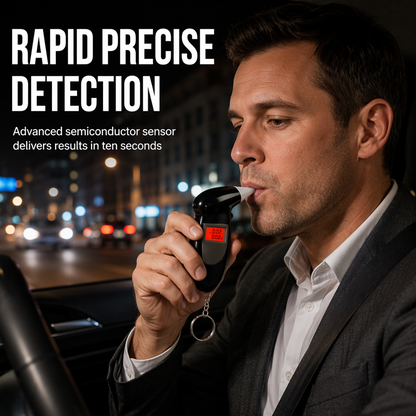 🥳2026 HOT SALE🥳💞50K+ SOLD!🚗💨 50% OFF! Portable Breath Alcohol Tester – Keychain size, LCD screen, one‑button test. Know your level before you drive – avoid heavy fines & license loss! 🔑✨
