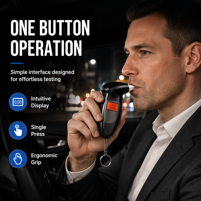 🥳2026 HOT SALE🥳💞50K+ SOLD!🚗💨 50% OFF! Portable Breath Alcohol Tester – Keychain size, LCD screen, one‑button test. Know your level before you drive – avoid heavy fines & license loss! 🔑✨