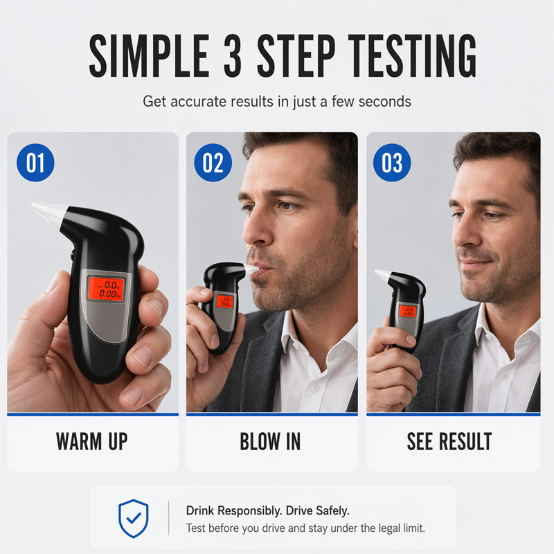 🥳2026 HOT SALE🥳💞50K+ SOLD!🚗💨 50% OFF! Portable Breath Alcohol Tester – Keychain size, LCD screen, one‑button test. Know your level before you drive – avoid heavy fines & license loss! 🔑✨