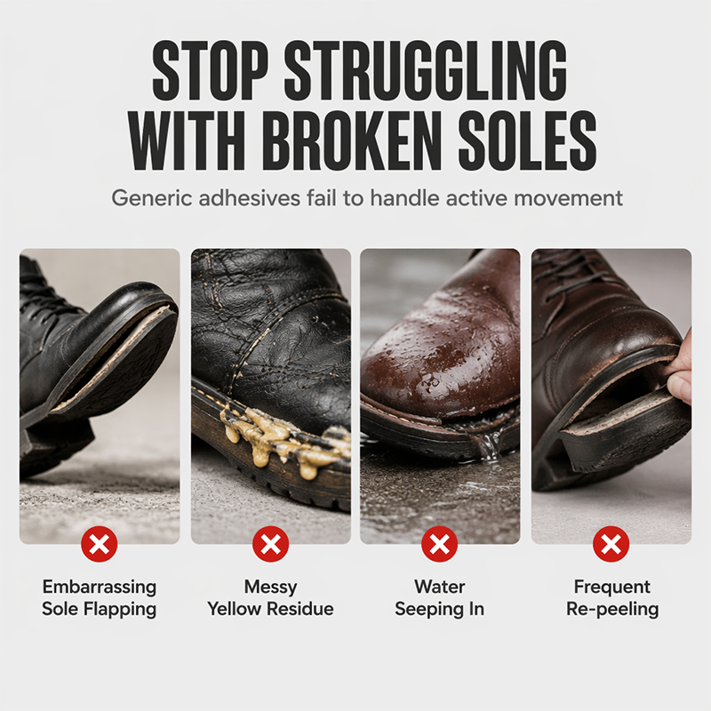 🥳2026 HOT SALE🥳💞50K+ SOLD!👟🔧 50% OFF! Waterproof Shoe Glue – 45‑sec fast bond, sole repair & more. No more shoe repair bills – fix it yourself! 🛡️✨