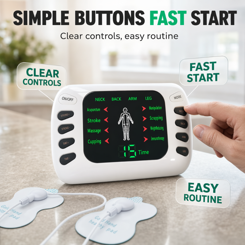 🥳2026 HOT SALE🥳💞50K+ SOLD!🖐️💚 50% OFF! Electric Pulse Massager – Simple buttons, clear display – easy to use. Compact design stores neatly – home recovery made effortless! 🌟💪