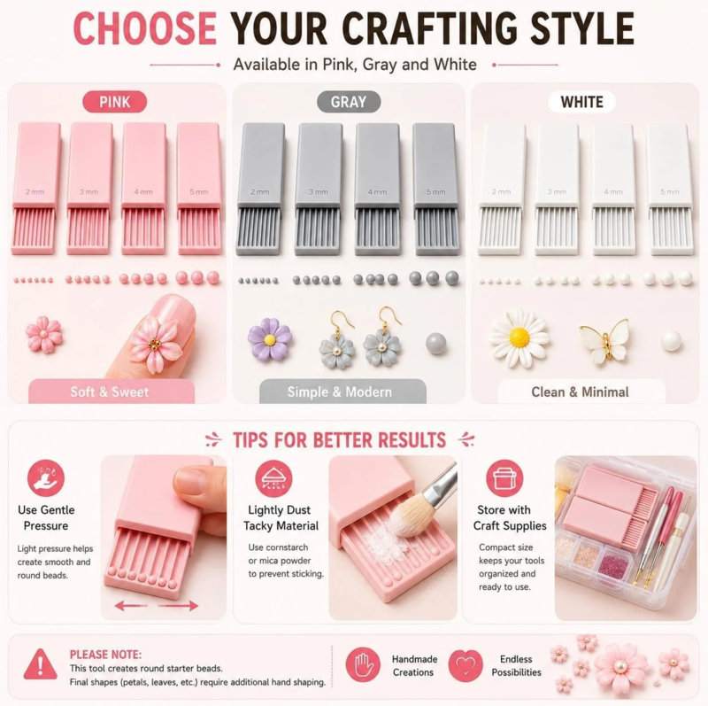 🥳2026 HOT SALE🥳💞50K+ SOLD!🔮✨ 50% OFF! Mini Clay Ball Maker Set – 4 precision sizes: 2‑5mm. Uniform clay balls for earrings, charms & nail art – no more hand‑rolling! 🎨🛠️
