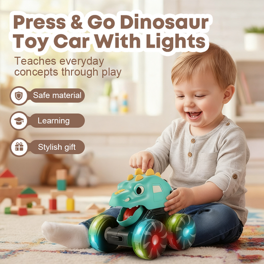 🥳2026 HOT SALE🥳💞50K+ SOLD!🦕💨 50% OFF! Press & Go Dinosaur Toy Car – Push down & watch it zoom! Colourful LED lights flash with every move. Sturdy ABS build – a roaring good time for little ones! 🎄✨