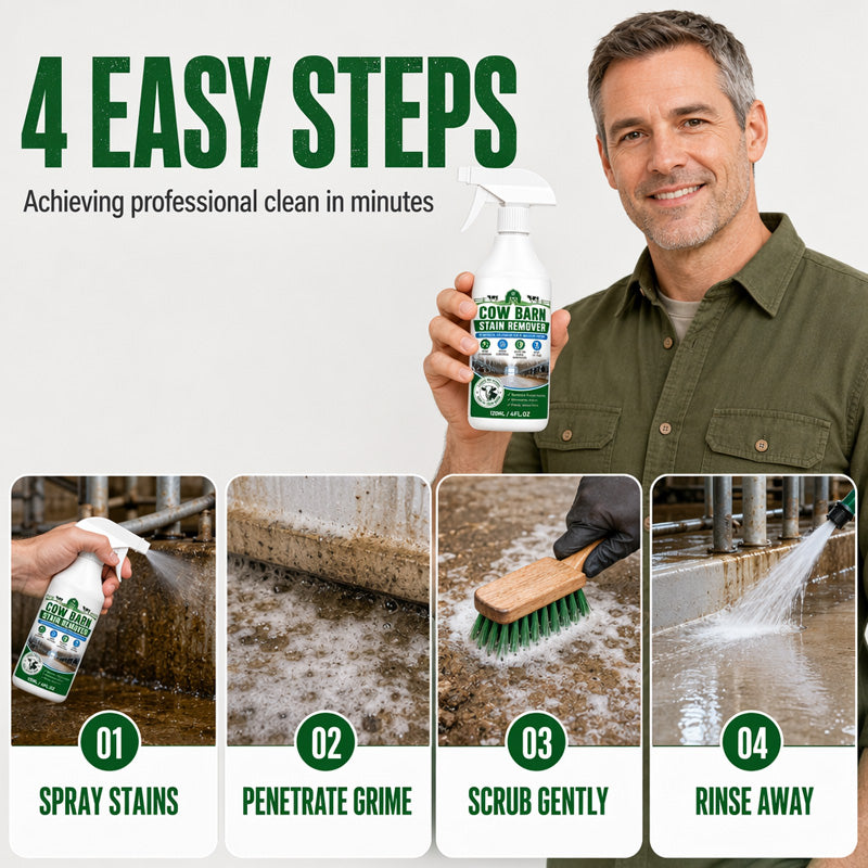 🥳2026 HOT SALE🥳💞50K+ SOLD!🐄✨ 50% OFF! Barn Stain Remover Spray – Professional‑strength formula removes dirt, stains & buildup. Freshens barns & farm surfaces – just spray & wipe! 🧹💪