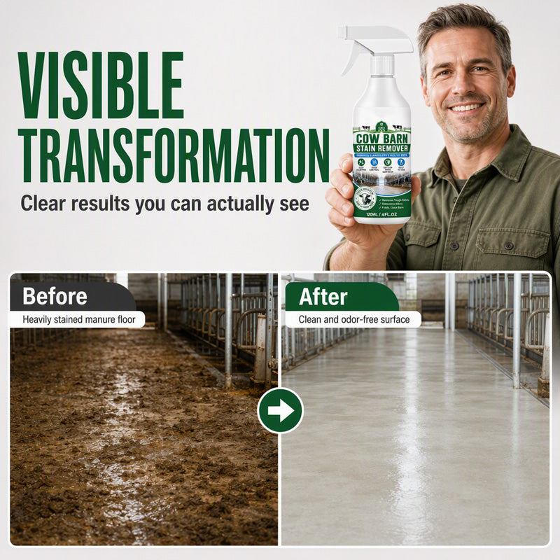 🥳2026 HOT SALE🥳💞50K+ SOLD!🐄✨ 50% OFF! Barn Stain Remover Spray – Professional‑strength formula removes dirt, stains & buildup. Freshens barns & farm surfaces – just spray & wipe! 🧹💪