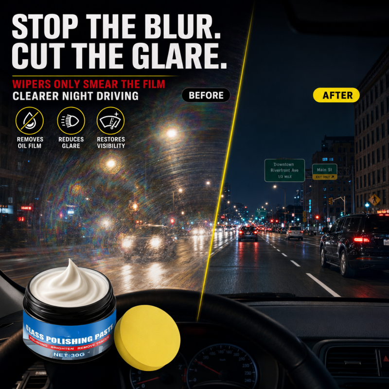 🥳2026 HOT SALE🥳💞50K+ SOLD!🚗🔍 50% OFF! Car Glass Oil Film Remover – Eliminates glare & wiper smears, repels rain. Night driving safer – see clearly in any weather! 🛡️🌙