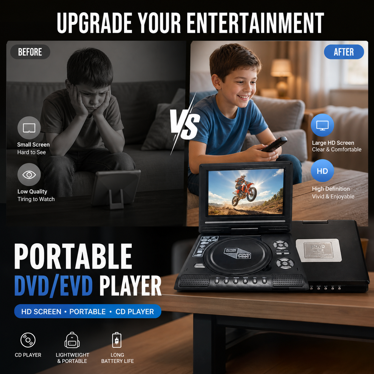 🥳2026 HOT SALE🥳💞50K+ SOLD!📺✨ 50% OFF! 7.8″ HD Portable DVD Player – Crystal clear picture, built‑in speaker & AV output. Plays DVD/CD/USB/SD – perfect for cosy nights & travel! 🎬🎞️