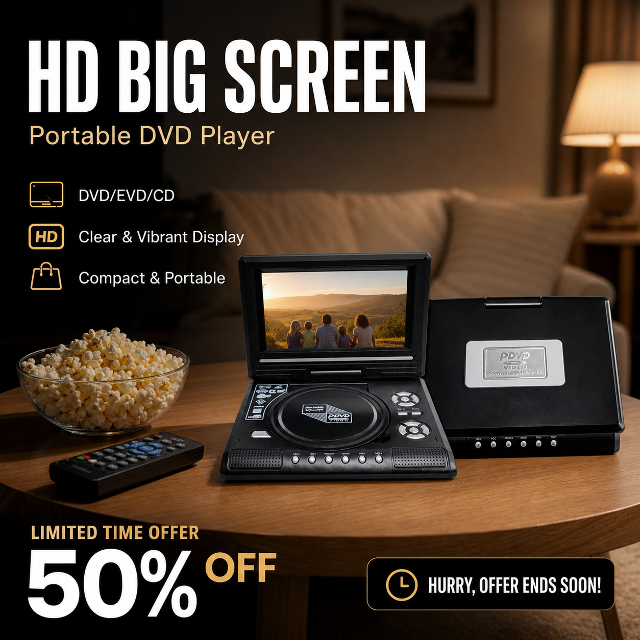 🥳2026 HOT SALE🥳💞50K+ SOLD!📺✨ 50% OFF! 7.8″ HD Portable DVD Player – Crystal clear picture, built‑in speaker & AV output. Plays DVD/CD/USB/SD – perfect for cosy nights & travel! 🎬🎞️
