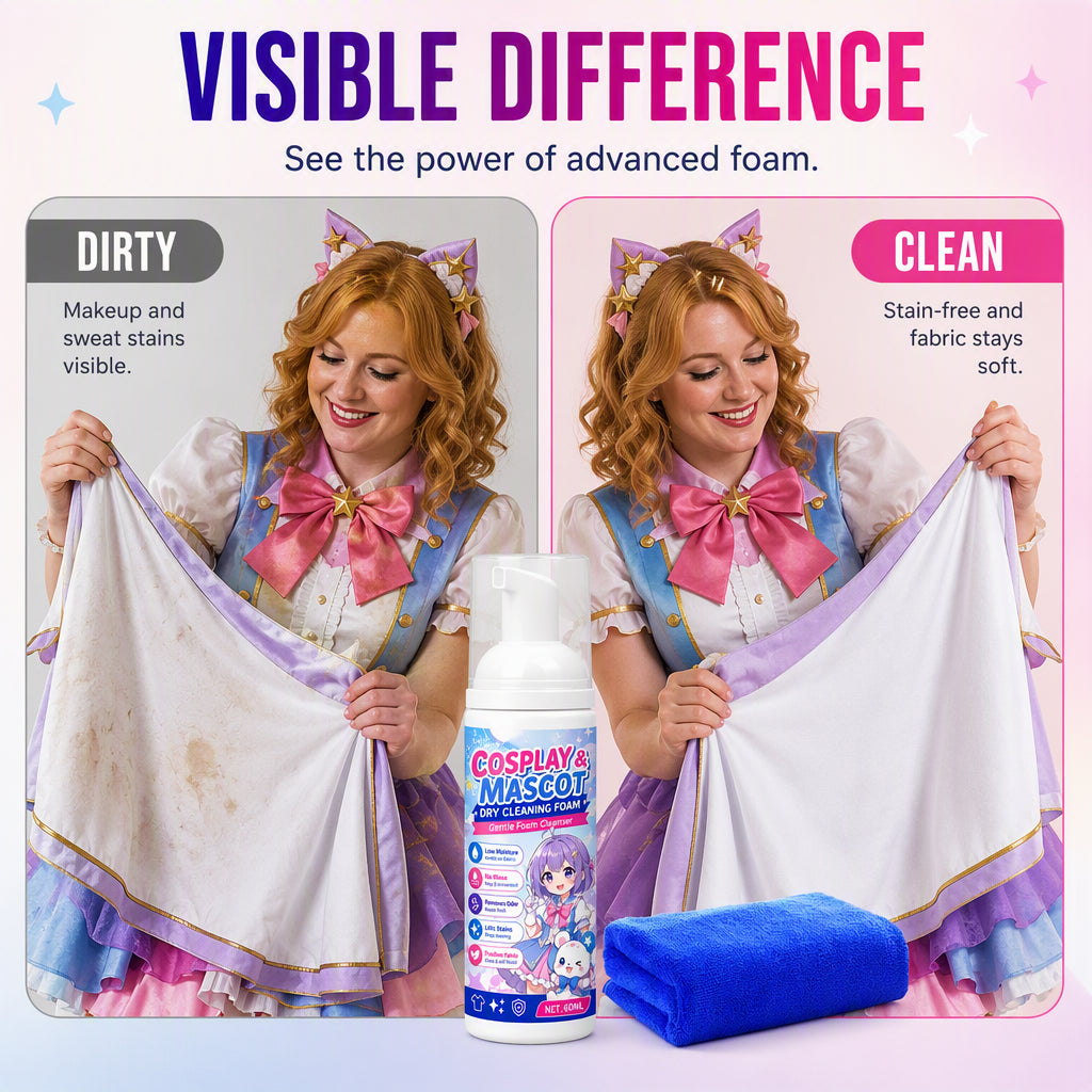 🥳2026 HOT SALE🥳💞50K+ SOLD!🎭💨 50% OFF! Portable Foam Cleaner – No water, no rinse – removes makeup, sweat & floor dirt. Perfect for cosplay, furry suits & carnival wear – stay fresh all con! 👗✨