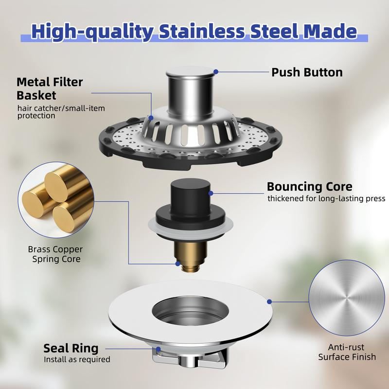 🥳2026 HOT SALE🥳💞50K+ SOLD!🚰✨ 50% OFF! Stainless Steel Sink Strainer – Rust‑proof & durable, dual‑function stopper & filter. Catches food scraps, prevents clogs – a kitchen essential for years! 🛡️💪