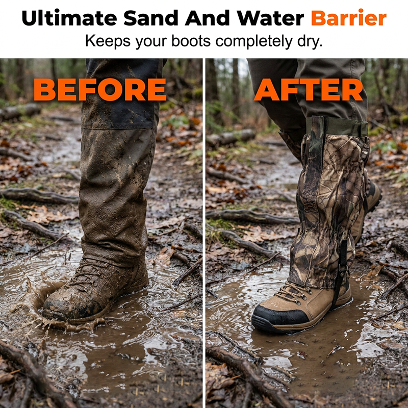 🥳2026 HOT SALE🥳💞50K+ SOLD!🥾🛡️ 50% OFF! Waterproof Leg Gaiters – 600D Oxford, shields from snakes, scratches, sand & snow. Breathable & adjustable – your trail guardian! 🏔️✨