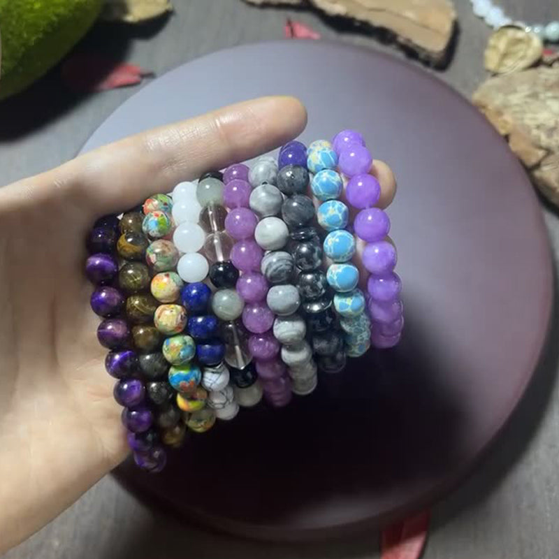 🥳2026 HOT SALE🥳💞50K+ SOLD!💎✨ 50% OFF! Natural Stone Bead Bracelet – Gradient translucent beads, elegant design. Believed to promote peace & positive energy – a stylish daily companion! 🛡️🌿
