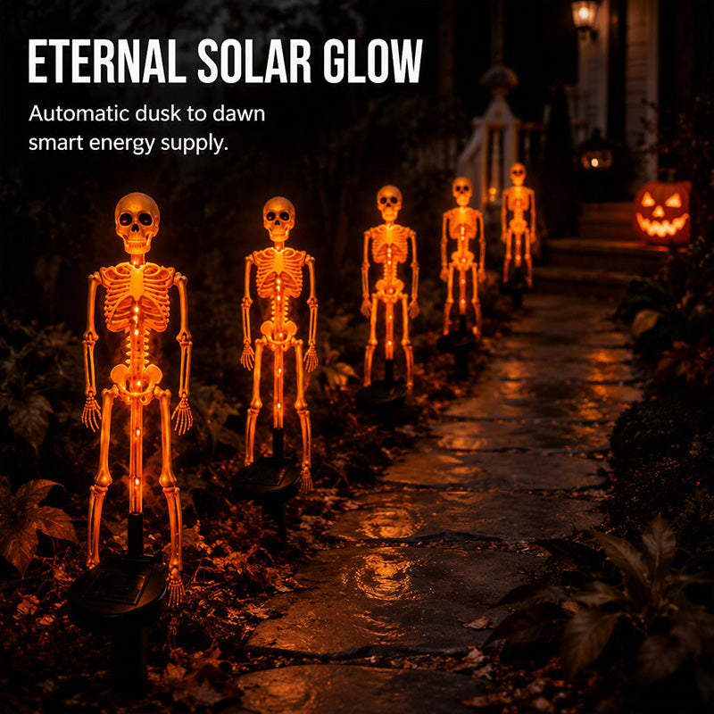 🥳2026 HOT SALE🥳💞50K+ SOLD! 💀🎃 50% OFF! Solar Skeleton Ground Stake Lights – Realistic 3D design, solar powered & waterproof. Perfect for pathways, porches & graveyard scenes – spooky glow all night! 👻✨