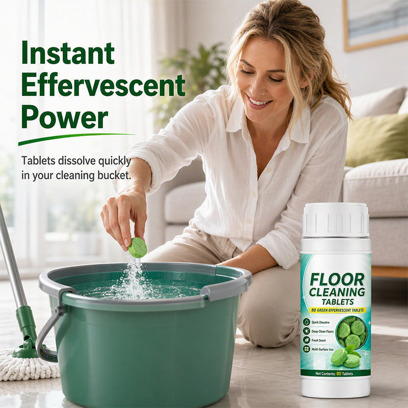 🥳2026 HOT SALE🥳💞50K+ SOLD!🧹✨ 50% OFF! Floor Cleaning Effervescent Tablets – Just drop in water & mop. Deep cleans tile & wood, no measuring, no spills. 80 tablets – save time & effort! 🧼💪
