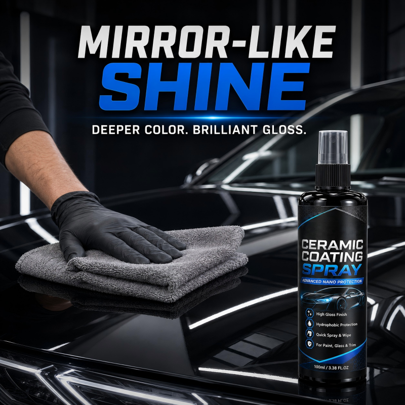🥳2026 HOT SALE🥳💞50K+ SOLD! 🚗✨ 50% OFF! Nano Ceramic Coating Spray – Hydrophobic barrier repels rain & mud, restores deep mirror-like gloss. Paint, glass & wheels – one spray, showroom shine! 🛡️💎