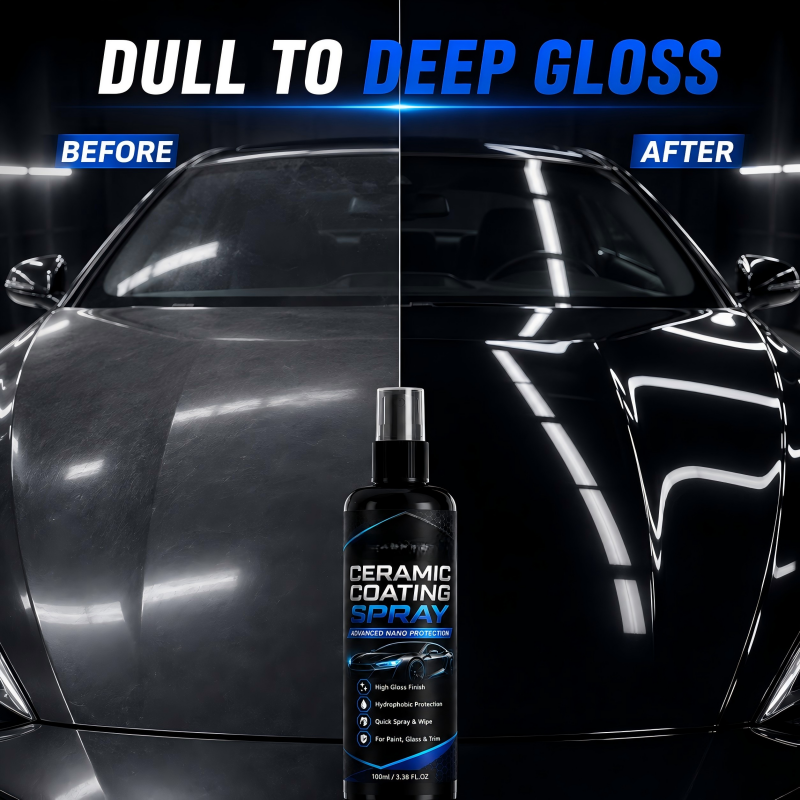 🥳2026 HOT SALE🥳💞50K+ SOLD! 🚗✨ 50% OFF! Nano Ceramic Coating Spray – Hydrophobic barrier repels rain & mud, restores deep mirror-like gloss. Paint, glass & wheels – one spray, showroom shine! 🛡️💎