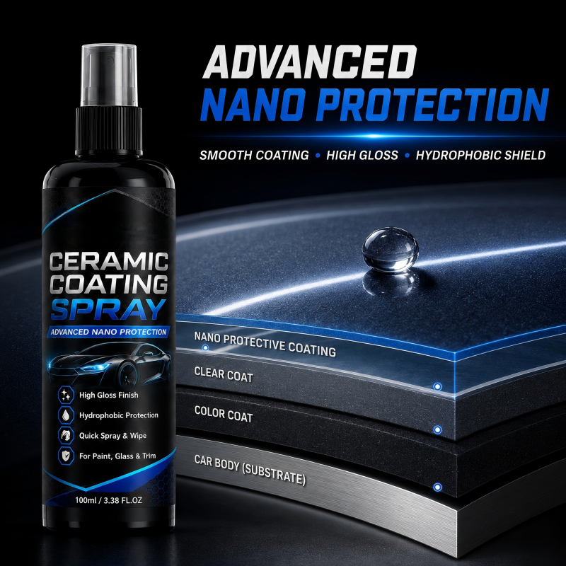 🥳2026 HOT SALE🥳💞50K+ SOLD! 🚗✨ 50% OFF! Nano Ceramic Coating Spray – Hydrophobic barrier repels rain & mud, restores deep mirror-like gloss. Paint, glass & wheels – one spray, showroom shine! 🛡️💎