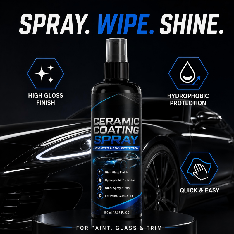 🥳2026 HOT SALE🥳💞50K+ SOLD! 🚗✨ 50% OFF! Nano Ceramic Coating Spray – Hydrophobic barrier repels rain & mud, restores deep mirror-like gloss. Paint, glass & wheels – one spray, showroom shine! 🛡️💎