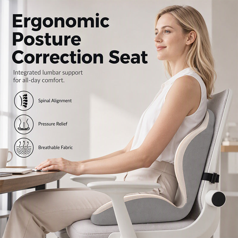 🥳2026 HOT SALE🥳💞50K+ SOLD! 🪑✨ 50% OFF! Ergonomic Memory Foam Seat Cushion – integrated back support relieves lumbar pain. Breathable milk silk for office, car & home comfort! 🛡️✅