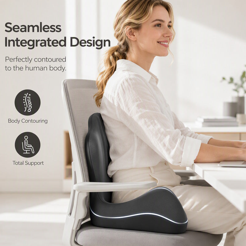 🥳2026 HOT SALE🥳💞50K+ SOLD! 🪑✨ 50% OFF! Ergonomic Memory Foam Seat Cushion – integrated back support relieves lumbar pain. Breathable milk silk for office, car & home comfort! 🛡️✅