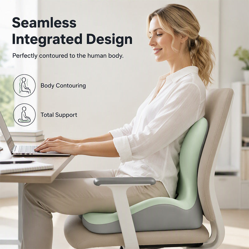 🥳2026 HOT SALE🥳💞50K+ SOLD! 🪑✨ 50% OFF! Ergonomic Memory Foam Seat Cushion – integrated back support relieves lumbar pain. Breathable milk silk for office, car & home comfort! 🛡️✅