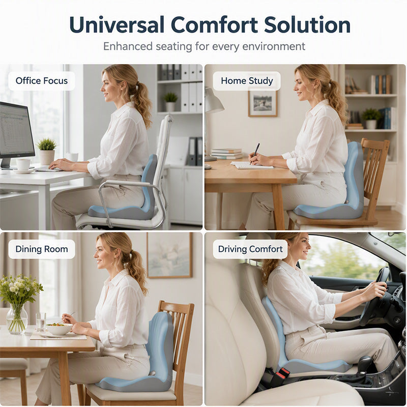 🥳2026 HOT SALE🥳💞50K+ SOLD! 🪑✨ 50% OFF! Ergonomic Memory Foam Seat Cushion – integrated back support relieves lumbar pain. Breathable milk silk for office, car & home comfort! 🛡️✅