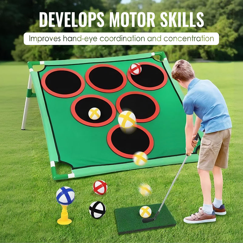 🥳2026 HOT SALE🥳💞50K+ SOLD! 🏠🌟 50% OFF! Kids Golf Target Set – Sticky balls stick to fabric target, easy scoring fun. Lightweight & portable – keeps kids active anywhere! 🧒💪