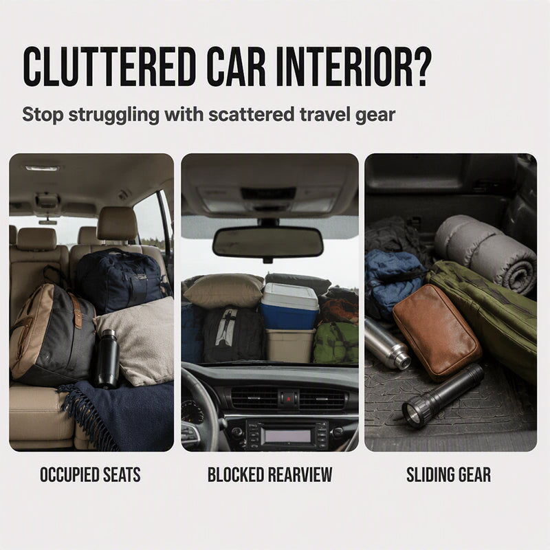 🥳2026 HOT SALE🥳💞50K+ SOLD! 🚗🧳 50% OFF! Car Ceiling Storage Net – Transforms unused roof space into extra storage for pillows & blankets. Dual‑zipper closure, reinforced webbing – keeps gear secure on every trip! 🏠✨