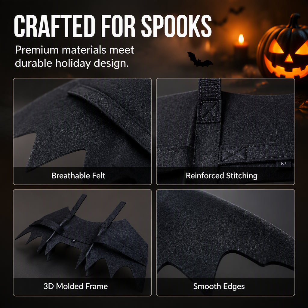 🥳2026 HOT SALE🥳💞50K+ SOLD! 🦇👻 50% OFF! Halloween Pet Bat Wings Costume – Realistic 3D silhouette, ultra‑lightweight design. Dual‑strap system keeps wings in place – perfect for spooky photos & festive fun! 📸✨