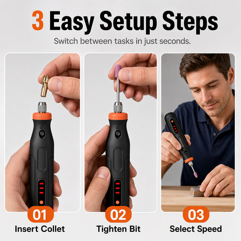 🥳2026 HOT SALE🥳💞50K+ SOLD! 🛠️✨ 50% OFF! Mini Cordless Rotary Tool – 3‑speed, 4V battery, 100g lightweight. 40+ accessories for carving, polishing & drilling – endless DIY possibilities! 🔋💪