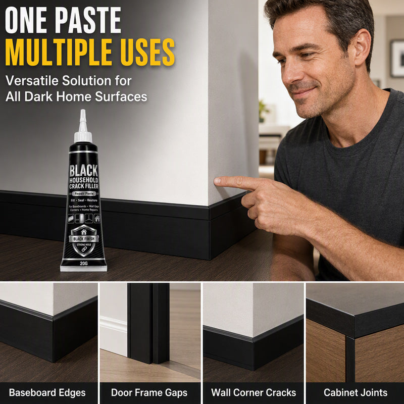 🥳2026 HOT SALE🥳💞50K+ SOLD! 🔧🖤 50% OFF! Black Household Crack Filler Paste – High‑density polymer formula fills gaps & cracks seamlessly. Precision tip applicator for mess‑free repair – restores walls & baseboards to perfection! 🏠✨