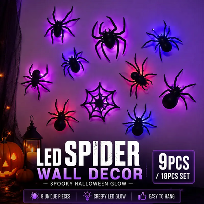 🥳2026 HOT SALE🥳💞50K+ SOLD! 🕷️🎃 50% OFF! Halloween 3D Spider LED Flashing Light Wall Stickers – Lifelike spiders with flexible legs & glowing green LEDs. Transforms any room into a creepy haunted house! 👻💡