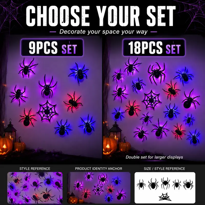 🥳2026 HOT SALE🥳💞50K+ SOLD! 🕷️🎃 50% OFF! Halloween 3D Spider LED Flashing Light Wall Stickers – Lifelike spiders with flexible legs & glowing green LEDs. Transforms any room into a creepy haunted house! 👻💡